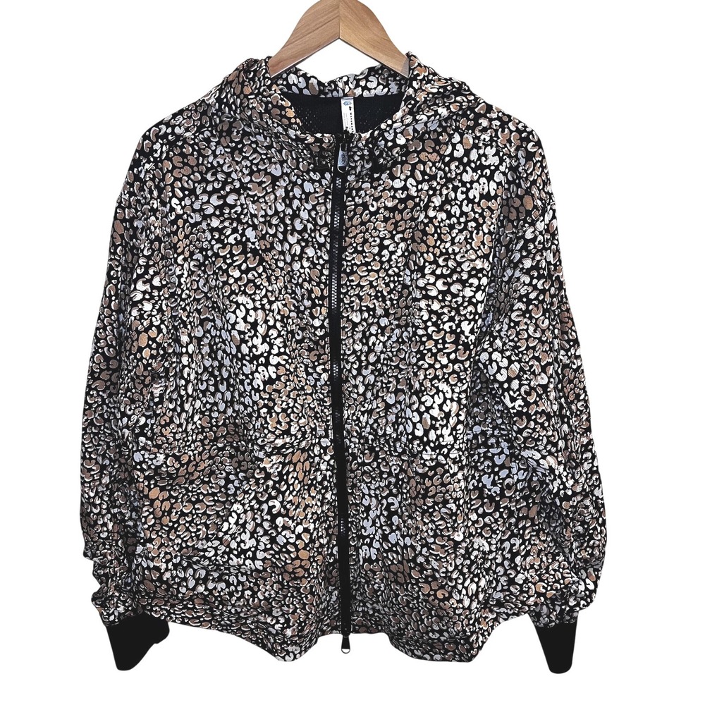 FP Movement by Free People Black, White & Tan Leopard Print Hooded Jacket